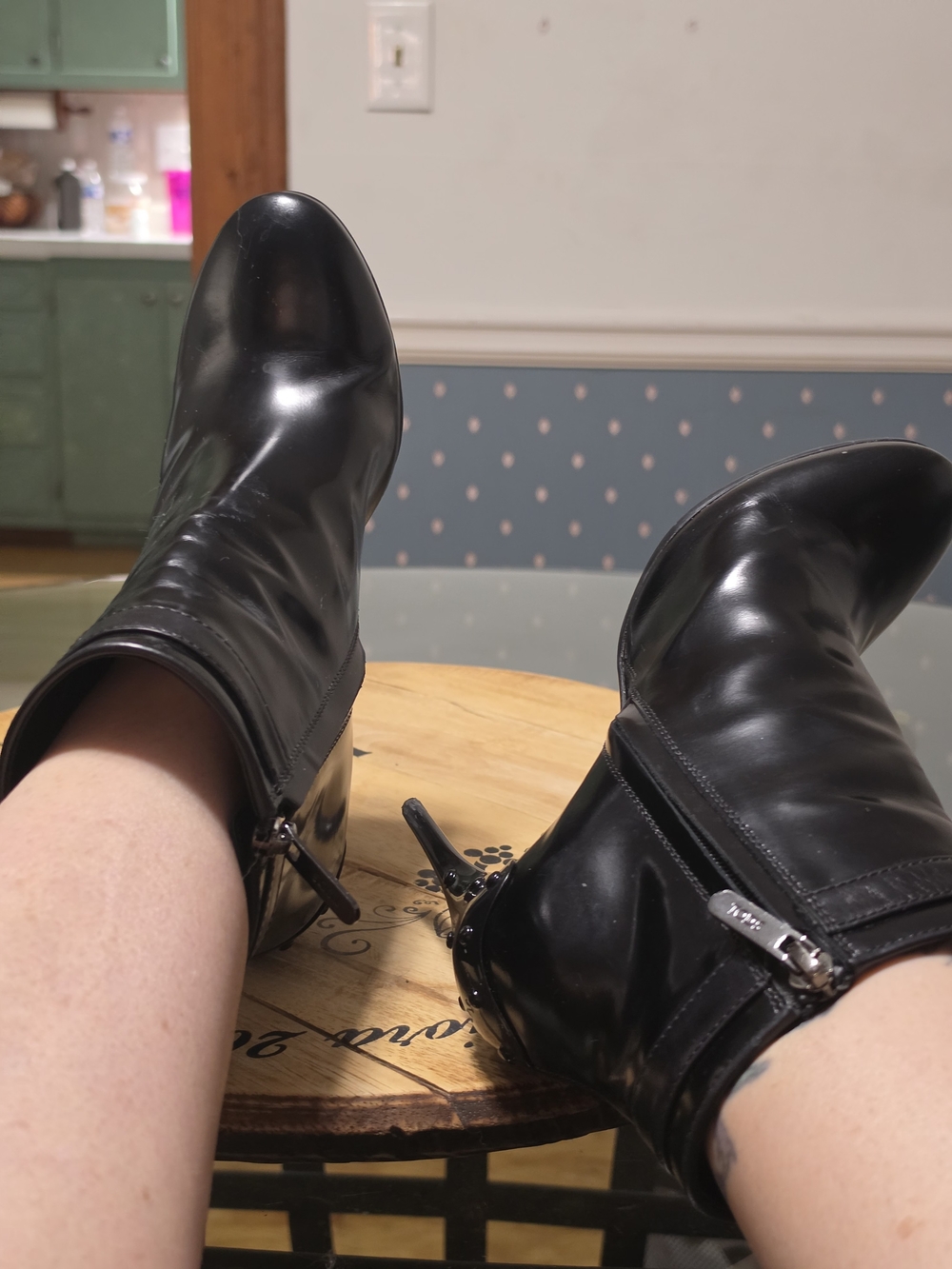 Women's Black Leather Ankle Boots with Side Zip